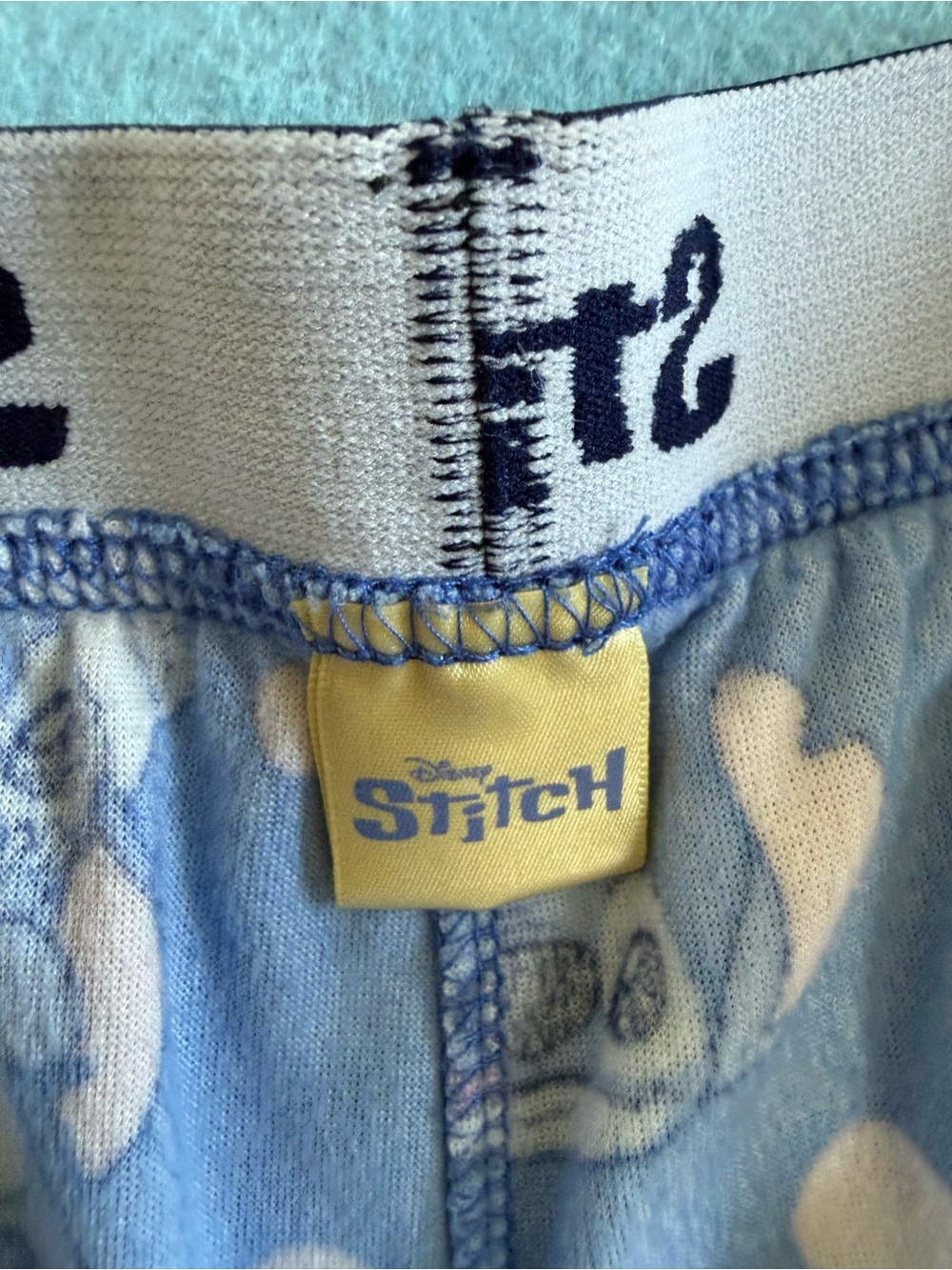 Disney Blue Stitch Pajama Pants with Pink Dot Accents - Picture 2 of 3